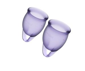 Copa menstrual Satisfyer Feel Confident Kit 15 ml y 20 ml silicona médica lila reutilizable