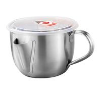 Copa separadora de Grasa, Jarra separadora de de Acero Inoxidable con Tapa y manija, 2 Salidas de Grasa de Tocino para Suministros de Cocina