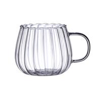 Copa transparente con asa - tazas de té, café y calabaza sin deslizamiento de 400 ml, estética - para fotoaton Fête para té con leche, leche en polvo, agua brillante, café caliente, l