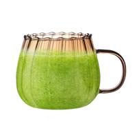 Copa transparente con mango | 400 ml de tazas para beber de vidrio en el diseño de calabaza | Taza de vidrio que no es de ventilador para leche de té de té de agua café leche en polvo bebidas caliente