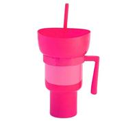 Copa y cuenco combinado, vaso para beber de 2 en 1 con mango y paja, vaso reutilizable para las fugas para el cine para picnic teatro para picnic estadio de viaje