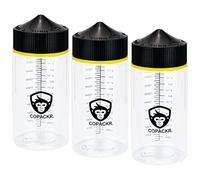 Copackr Juego de 3 frascos cuentagotas Chubby Gorilla V3 (200 ml) con indicación de tamaño para aceite, tinta y/o productos químicos, perfectos para viajar, con tapa a prueba de niños
