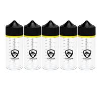 Copackr Juego de 5 frascos cuentagotas Chubby Gorilla V3 (100 ml) con indicación de tamaño para aceite, tinta y/o productos químicos, perfectos para viajar, con tapa a prueba de niños