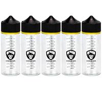 Copackr Juego de 5 frascos cuentagotas Chubby Gorilla V3 (120 ml) con indicación de tamaño para aceite, tinta y/o productos químicos, perfectos para viajar, con tapa a prueba de niños