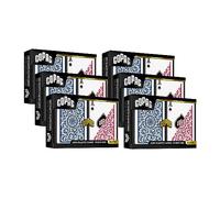 Copag 1546 Design - Juego de cartas 100% plástico, tamaño de póquer rojo/azul (índice regular, 6 juegos)