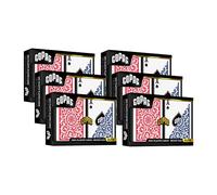 Copag 1546 Design - Juego de cartas 100% plástico, tamaño puente, rojo/azul (índice estándar, 6 juegos)