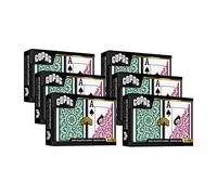 Copag 1546 Design - Juego de cartas 100 % plástico, tamaño puente, verde/borgoña (índice jumbo, 6 juegos)