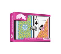 Copag 1546 Neoteric Design - Juego de cartas de p ker 100 % pl stico, tama o est ndar, amarillo, rosa y azul ( ndice regular)