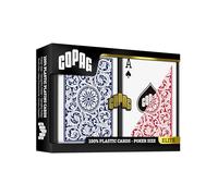 COPAG Barajas de Póker 100% Plástico Jumbo Index - Doble Mazo Azul/Rojo (2 x 54 Cartas, Tamaño Estándar 63 x 88 mm en Estuche Rígido)
