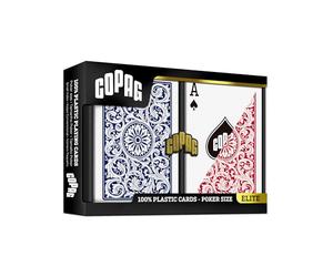 COPAG Barajas de Póker 100% Plástico Jumbo Index - Doble Mazo Azul/Rojo (2 x 54 Cartas, Tamaño Estándar 63 x 88 mm en Estuche Rígido)
