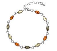 Copal Pulsera De Mujer Con Ámbar Natural Multicolor Y Plata De Ley