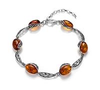 Copal Pulsera Para Mujer Con Ámbar Auténtico Y Plata 925 Longitud Ajustable