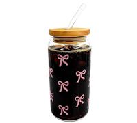 Copas de - 7.5x15.3cm 500ml Clear Jar, Derrame Proof, Copa con miembro | Diseño de, paja incluida, cristalería elegante para el hogar, bar, oficina, cumpleaños, Navidad, Día de