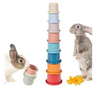 Copas de apilamiento Rabbit - Puntuación multicolor con tazas apilables | Tazas apiladoras de para mascotas, juguetes interactivos para animales pequeños, pequeños animales de conejito c