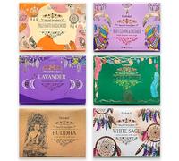 Copas de Carbón con 5 g de Resina de Incienso - Set Círculo de Serenidad - Fragancias Cleansing & Discharge, Palo Santo & Sandalwood, Lavander, White Sage, Tree of Life, Buddha - 6 Paquetes