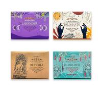 Copas de Carbón con 5 g de Resina de Incienso - Set Renovación Espiritual - Fragancias Lavander, Palo Santo, Cleaning House, Buddha - 4 Paquetes de 6 Unidades