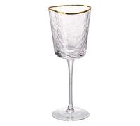 Copas de champán - Copa de con borde dorado | Diseño triangular moderno de 22 cm con base gruesa y estable | Vino tinto de lujo para elegantes cenas en casa, fiestas y celebraciones especiales