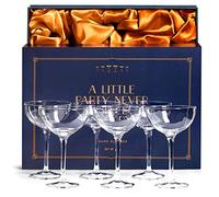 Copas de champán de cristal vintage | Juego de 6 | 4-5 onzas de cristalería clásica de cóctel - Martini, Manhattan, Cosmopolitan, Sidecar, Daiquiri | Platillos de estilo retro Speakeasy de los años 20