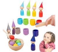 Copas de clasificación de color, juguetes sensoriales de clasificación de color | Juegos de clasificación de madera Juguetes educativos sensoriales,Rainbow Balls Cups, Interactive Contando Juegos para