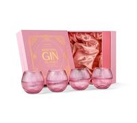 Copas de Cóctel Art Déco Rosas con Globo et Borde Dorado para Gin Tonic | Juego de 4 | 400 ml | Vasos de Cristal sin Tallo para Cócteles de Ginebra | Cristalería de Burbujas Acanalados