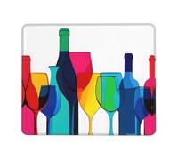 (Copas De Cóctel Y Botellas De Vino) Alfombrilla De Ratón Antipolvere Alfombrillas De Mouse Bordes Cosidos Alfombrilla para Ratón para Hogar Computadora Juego 25X30Cm