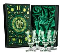 Copas de Cristal para Absenta, Sambuca, Raki, Pastis y Ouzo | Juego de 4 | 200 ml | Vasos de Tallo Corto con Depósito de Burbujas para Beber Licores | Cristalería Elegante para Cócteles