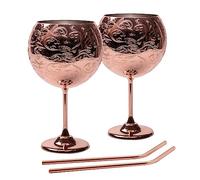 Copas de Gin Tonic, Juego de 2 Copas de Cóctel Acero Inoxidable, Copas de Vino para Amantes de La Ginebra, 680 ml, Oro Rosa