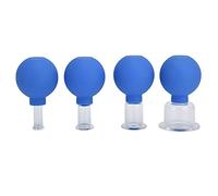 Copas de Masaje Al Vacío, Juego de Terapia de Ventosas de Vidrio de Silicona para Reducción de Celulitis Y Liberación Miofascial para Cara, Pierna, Brazo, Espalda, Hombro(Azul)