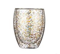Copas de Vidrio Elegantes Tazas de café vidrio transparente doble pared, resistentes al calor, for uso creativo, con lentejuelas estrellas del cielo, for cerveza Vasos de Vidrio para Beber(Small)