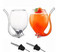 Copas de vino con copa de vino de vampiro, 360 ml, paquete de 2 tazas grandes transparentes creativas con tubo para beber para cócteles, zumos, vinos, whisky, hogar, bar, club, cristalería regalo