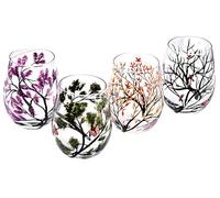 Copas De Vino Con DiseñO De áRbol De Las Cuatro Estaciones, Pintadas A Mano, Con Hojas De OtoñO Y Flores, Para CóCteles(Four itemsB)
