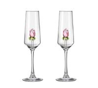 Copas de vino con rosa en el interior, copas de vino tinto para beber, copas de vino tinto de 218.3 g, cristalería transparente para fiesta, boda, bar y comedor en casa (10oz flute, 2pcs)