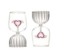 Copas de vino de 300 ml con alas de ángel de corazón rosa 3D en el interior, copas de vino tinto para beber, cristalería de cóctel transparente para fiesta, boda, bar y comedor en casa, 2 unidades