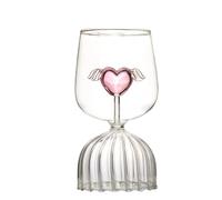 Copas de vino de 300 ml con alas de ángel de corazón rosa 3D en el interior, copas de vino tinto para beber, cristalería de cóctel transparente para fiestas, bodas, bar y comedor en casa, 1 unidad