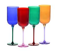 Copas de vino de 350 ml - Juego de 4 piezas - Colección Aurora - Rojo y verde - Cristal - Hechas a mano y coloreadas - Elegantes y modernas - Ideal como regalo