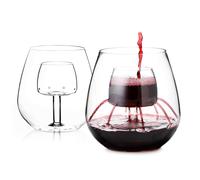 Copas de vino de aire acondicionado sin tallo (conjunto de 2) por coleccin de chevalier - copas de vino patentadas con aireador integrado