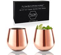 Copas de vino de cobre | Juego de 2 copas de vino sin tallo de acero inoxidable | Copas de Cobre para Vino Tinto, Vino Blanco y Mula de Moscú | Vaso de cobre a prueba de derrames | tazas de cobre