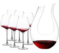 Copas de Vino exquisitas con Tallo Largo Cristal Rojo soplado a Mano Copa Moderna de Primera Calidad Idea Enamorados Elegante