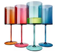 Copas de vino flotantes de acrílico Tritan irrompibles con tallo cuadrado, estilo europeo, juego de 4, vasos 100% estadounidenses, 18 onzas, aptos para lavavajillas, color silencioso, inastillable,