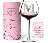 Copas de vino personalizadas para mujer - con grabado, regalo original de cumpleaños o Navidad para mamá, esposa, hermana, hija o novia (letra M)