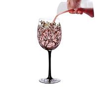 Copas de vino pintadas a mano | Four Seasons Tree Artístico Glassware Ideas de regalos | Esenciales para beber, ideas de regalo para cristalería, copas de vino artísticas pintadas a mano para