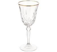 Copas de vino tinto de cristal de la colecci n Siena de Lorren Home Trends con dise o de banda dorada, juego de 4, 7.5 onzas l quidas