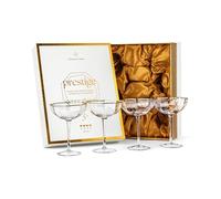 Copas Pequeñas Octogonales de Prestigio para Cóctel con Bordes Dorados | Juego de 4 | 150 ml | Cristalería Cupé de Cristal y Angular para Martini, Manhattan, Cosmopolitan, Daiquiri y Cócteles Clásicos