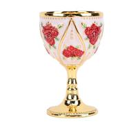 Copas retro de copas Sunicon, copa de vino de aleación de zinc con patrón de rosa vintage europeo de 30 ml (All White With Red Flower)