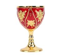 Copas retro de copas Sunicon, copa de vino de aleación de zinc con patrón de rosa vintage europeo de 30 ml (Gold Red)