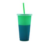 Copas reutilizables que cambian de color, 720 ml, diseño decorativo, accesorios de plástico, para añadir vitalidad, color cambiante, taza de bebida para cocina, taza de bebida, verde
