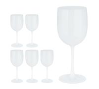 Relaxdays Copas Vino Plástico, Set de 6, Irrompibles, Libres de BPA, 400 ml, Reutilizables, Vasos Camping, Blanco