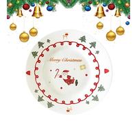 Copbopwn Plato Redondo con Tema Navideño de 8" Platos de Navidad Platos de Cerámica para Cena de Navidad Platos Navideños para Nochebuena para Ensalada Pasta y Presentación en la Mesa (Santa)