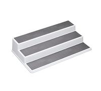 Copco Basics Especiero de 3 Niveles para Armario Interior, Estante de Cocina Antideslizante, Organizador, 38 x 22,5 x 8,5cm, Blanco/Gris