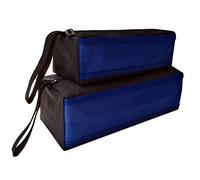 Copechilla bolsa portaherramientas portátil 2PCS Negro con azul,Tamaño:25X10X10CM y 20X8X7CM,Material de 1680D densidad alta impermeable resistente al desgaste,con correa colgado y cierre cremallera